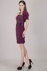 Dark Purple Sweetheart Short Prom Dress With Jacket Accessory